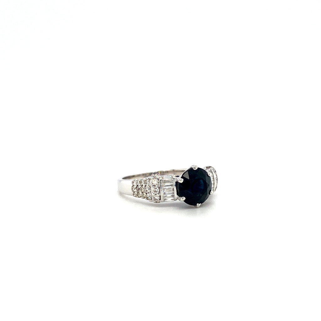 Sapphire and Diamond Ring in 18K White Gold - KGR 16570