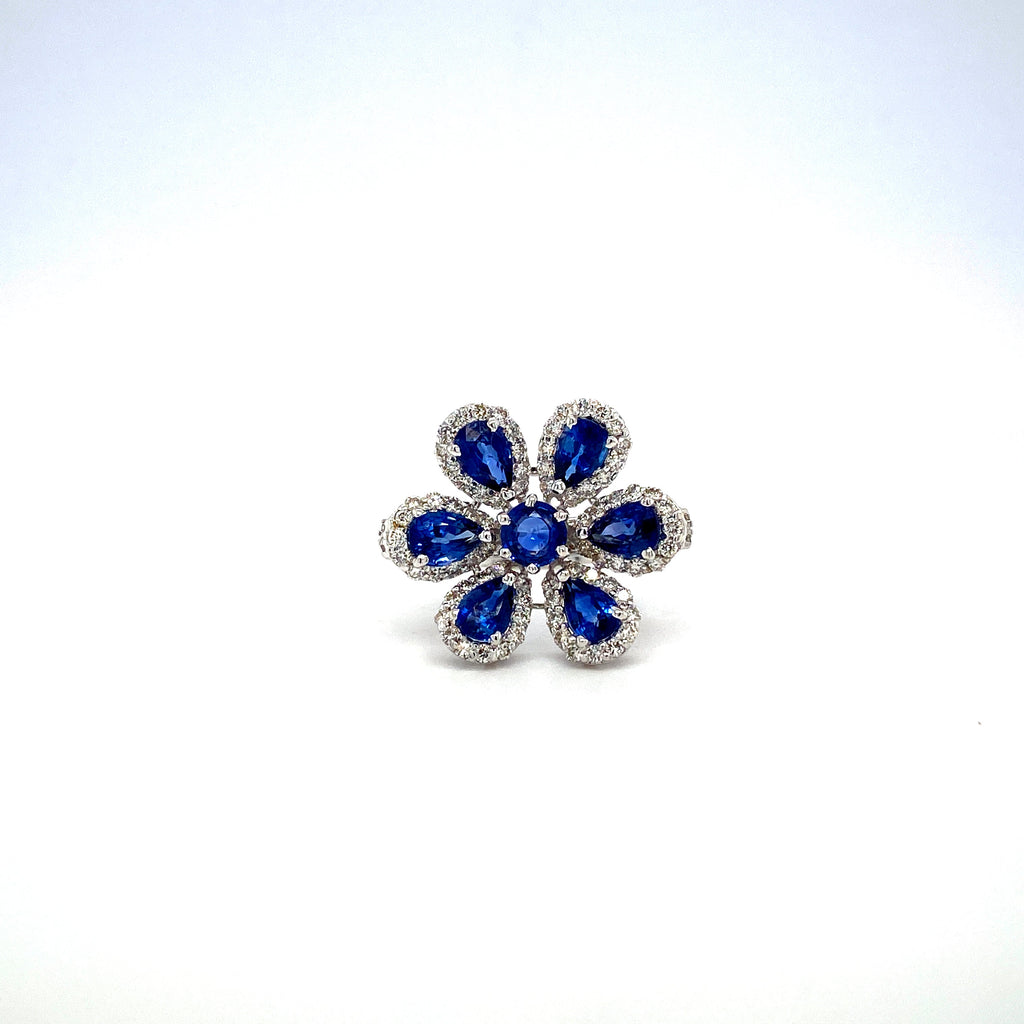 Sapphire and Diamond Ring in 18K White Gold - KGR 16640