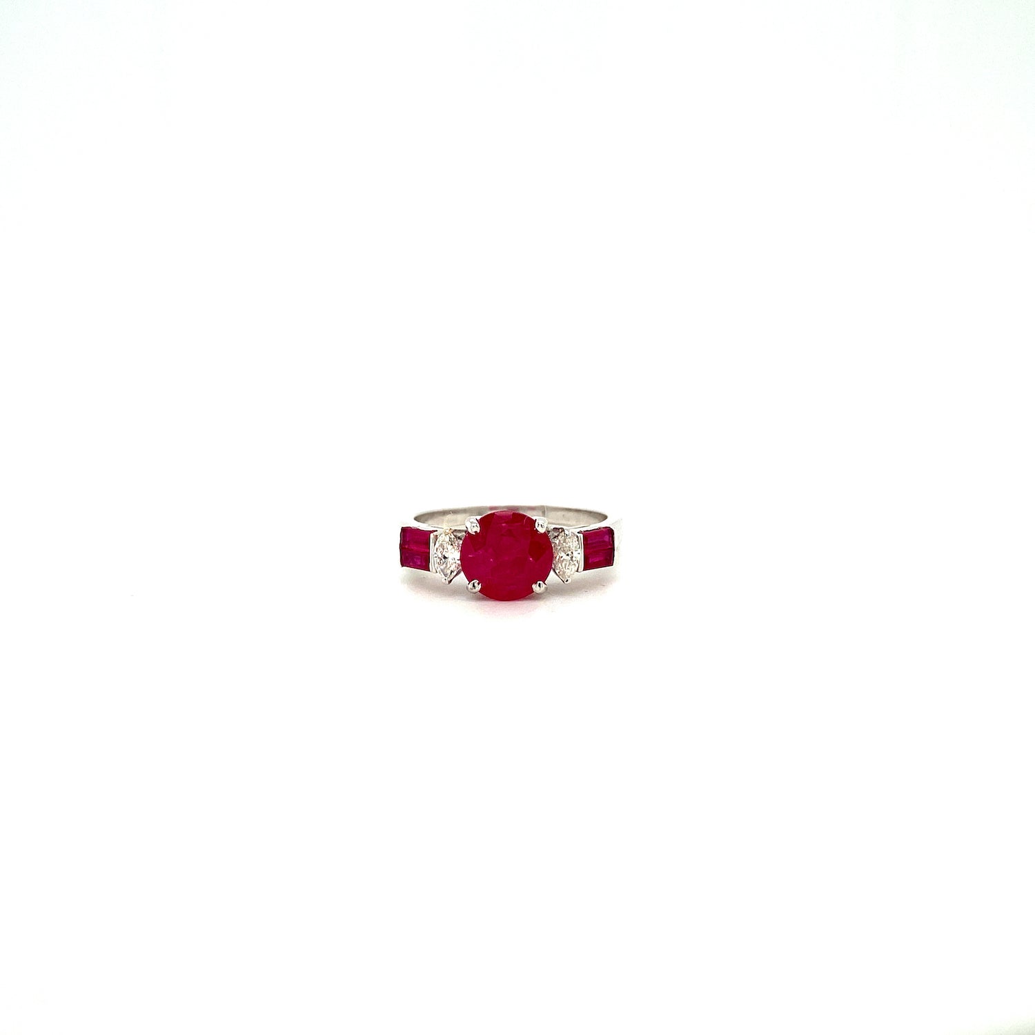 Ruby and Diamond Ring in 18K White Gold - KGR 16654