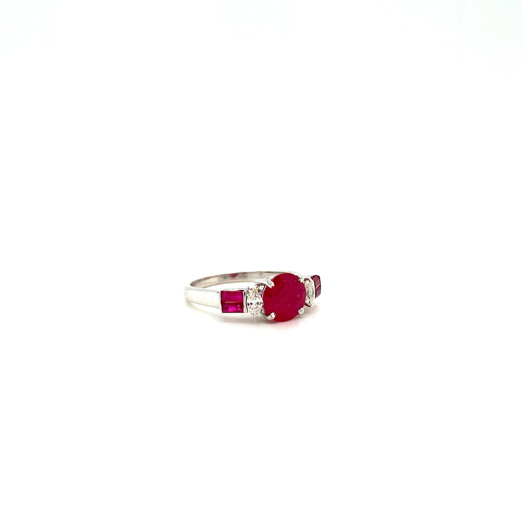Ruby and Diamond Ring in 18K White Gold - KGR 16654