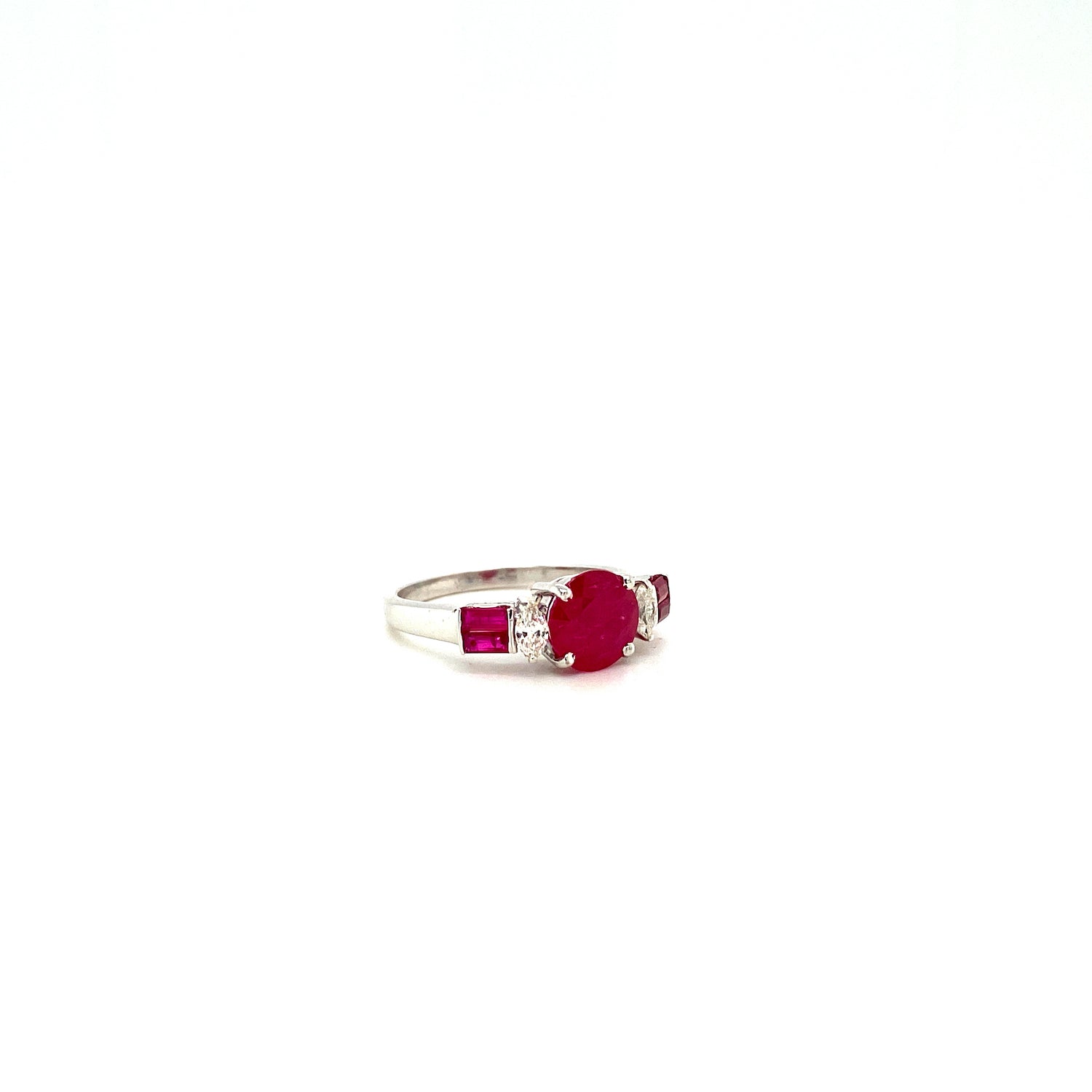 Ruby and Diamond Ring in 18K White Gold - KGR 16654
