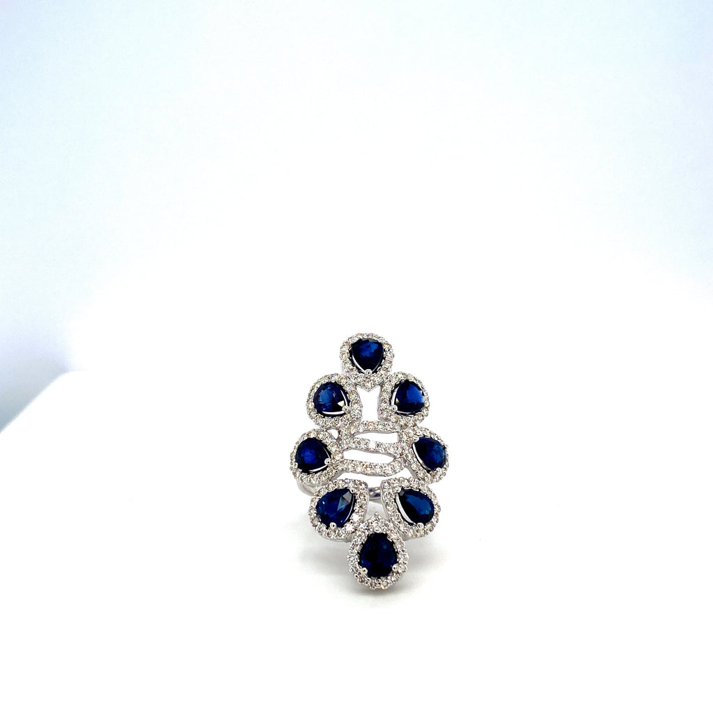 Sapphire and Diamond Ring in 18K White Gold - KGR 16919
