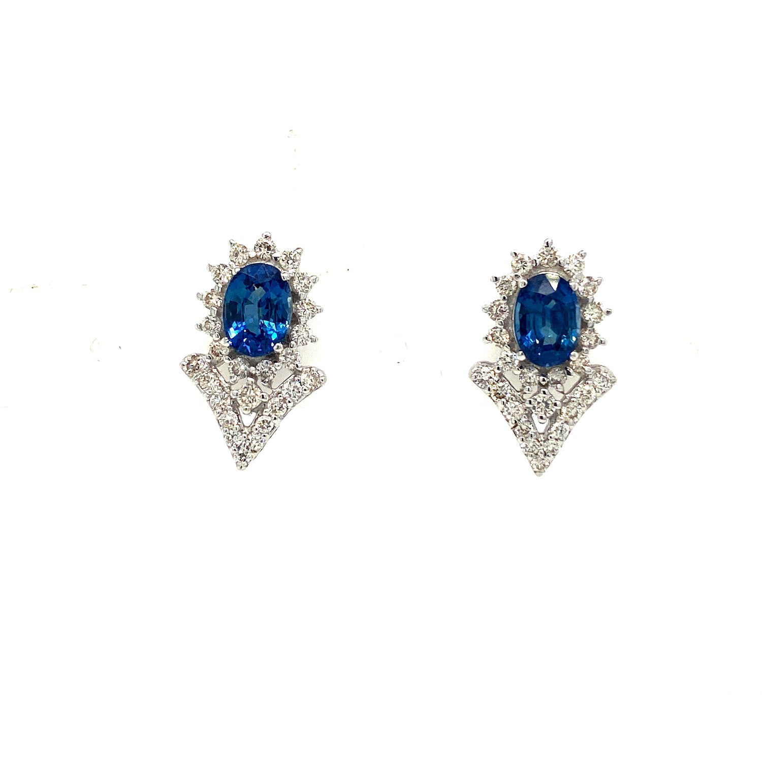 Sapphire and Diamond Earrings in 18K White Gold - KGT 31357