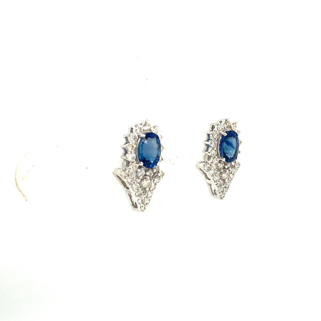 Sapphire and Diamond Earrings in 18K White Gold - KGT 31357