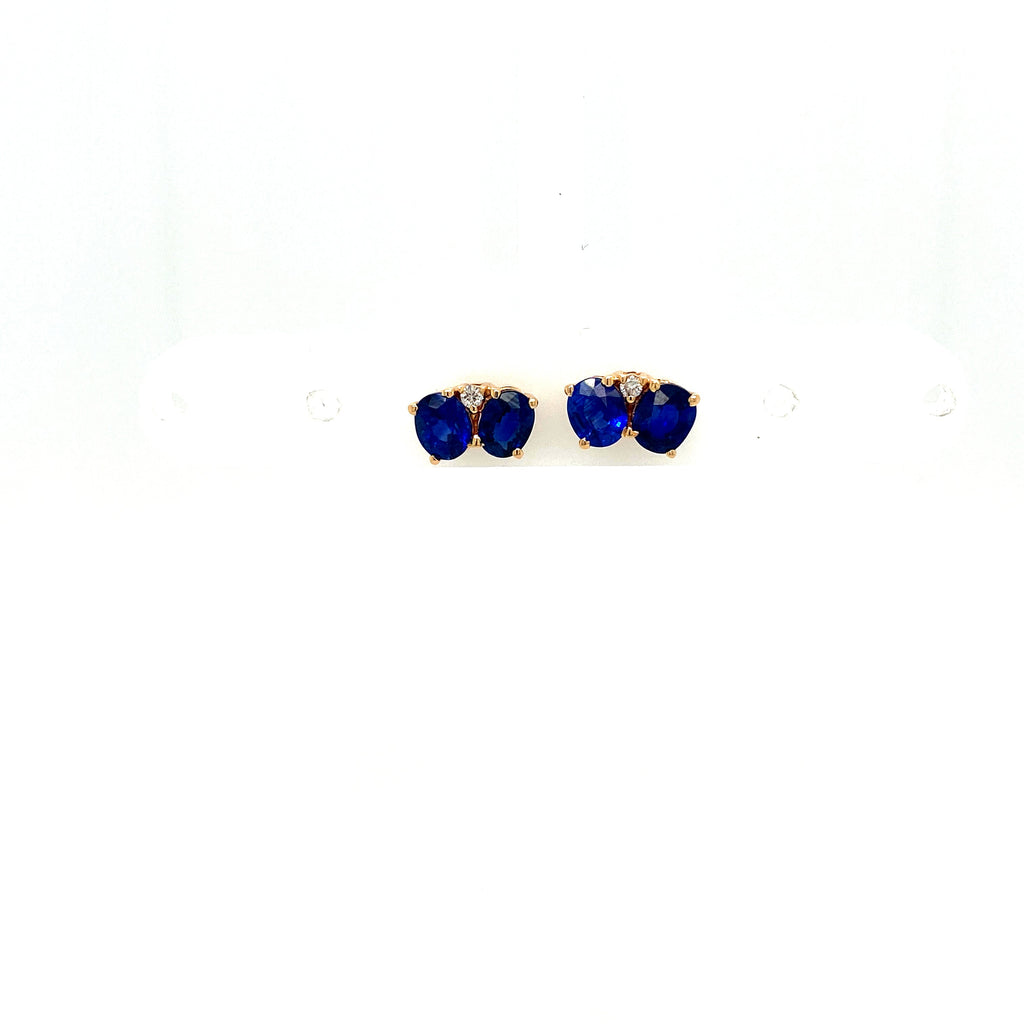 Sapphire and Diamond Earrings in 14K Yellow Gold - KGT 32639