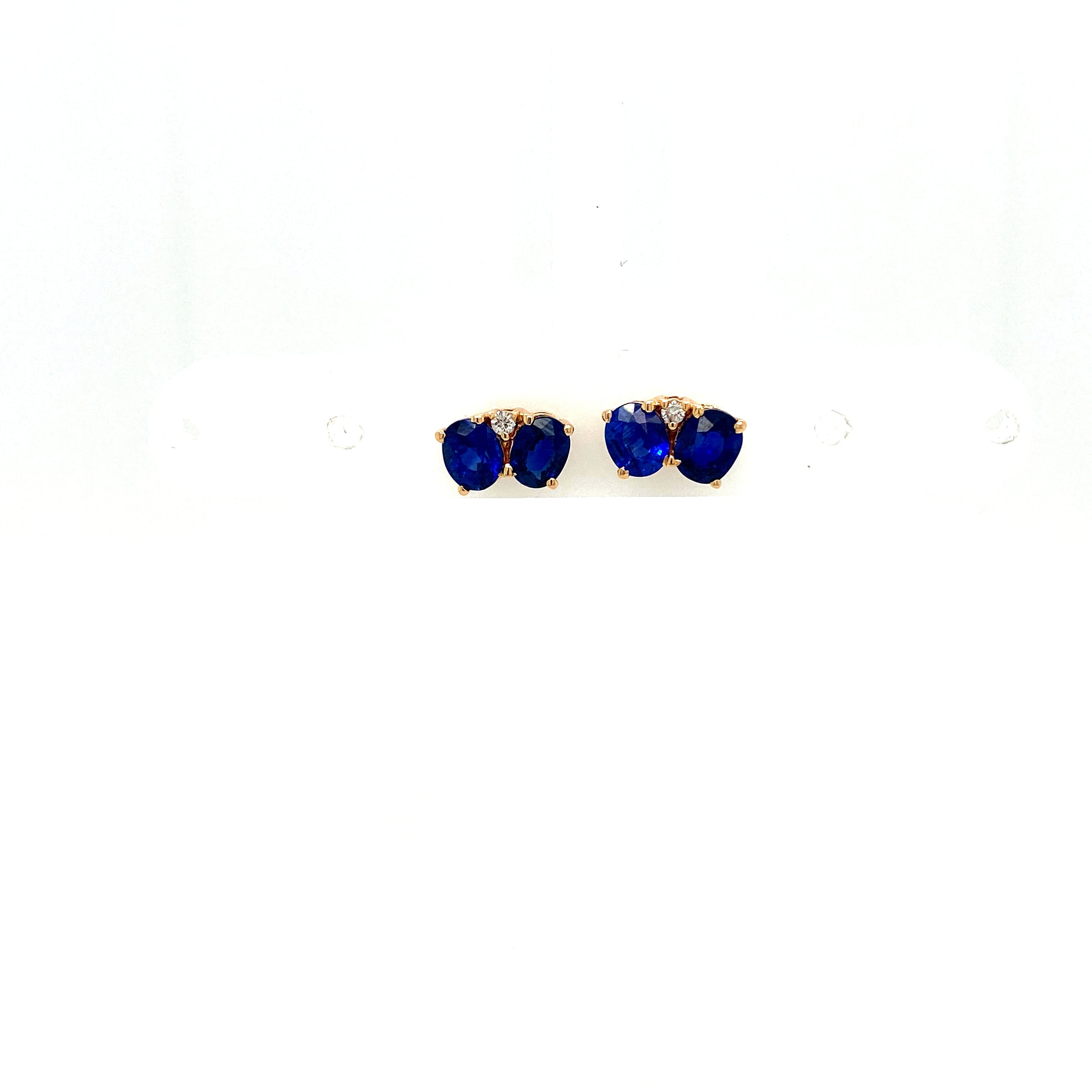 Sapphire and Diamond Earrings in 14K Yellow Gold - KGT 32639