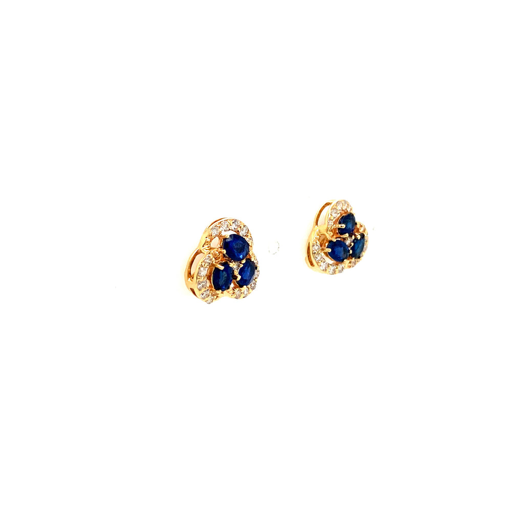 Sapphire and Diamond Earrings in 14K Yellow Gold - KGT 33377