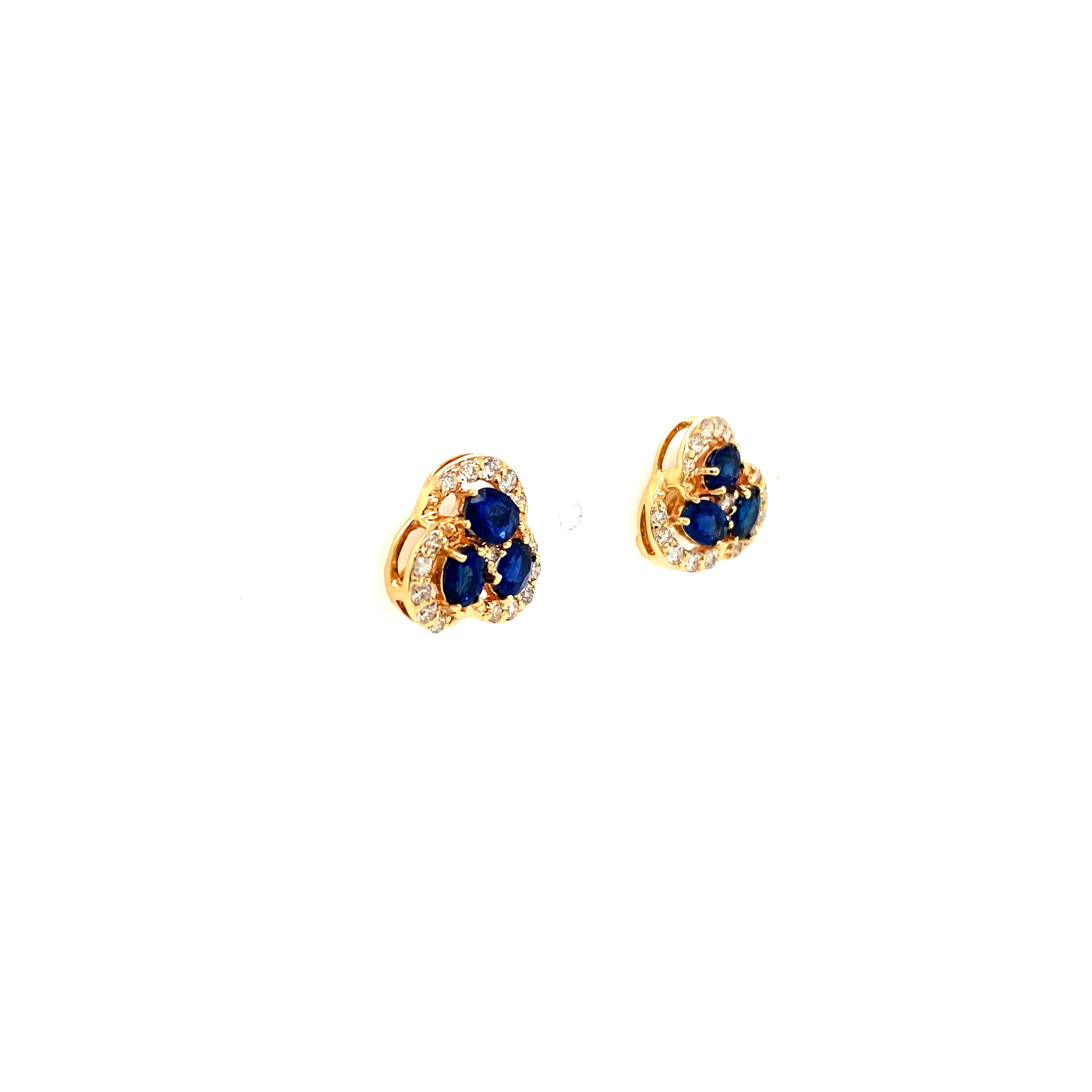 Sapphire and Diamond Earrings in 14K Yellow Gold - KGT 33377