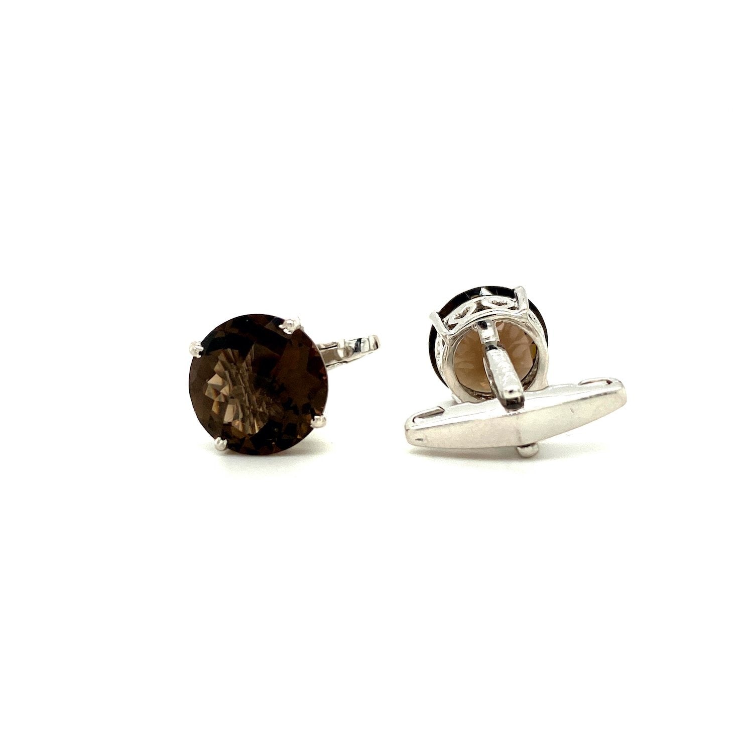 Smoky Topaz Cufflink in .925 Sterling Silver - KSCF 87112