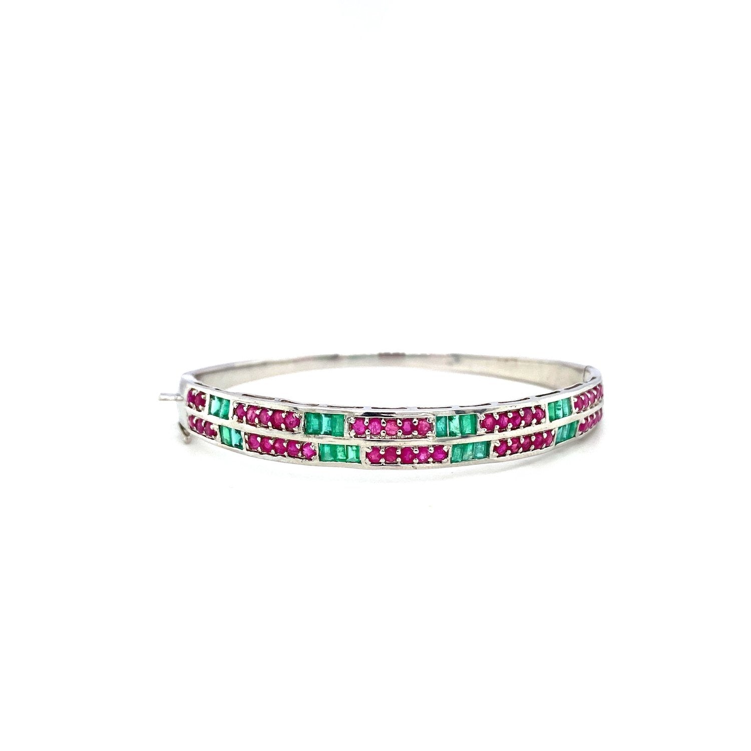 Multi Colour Stone Bangle in .925 Sterling Silver - KSD 42561