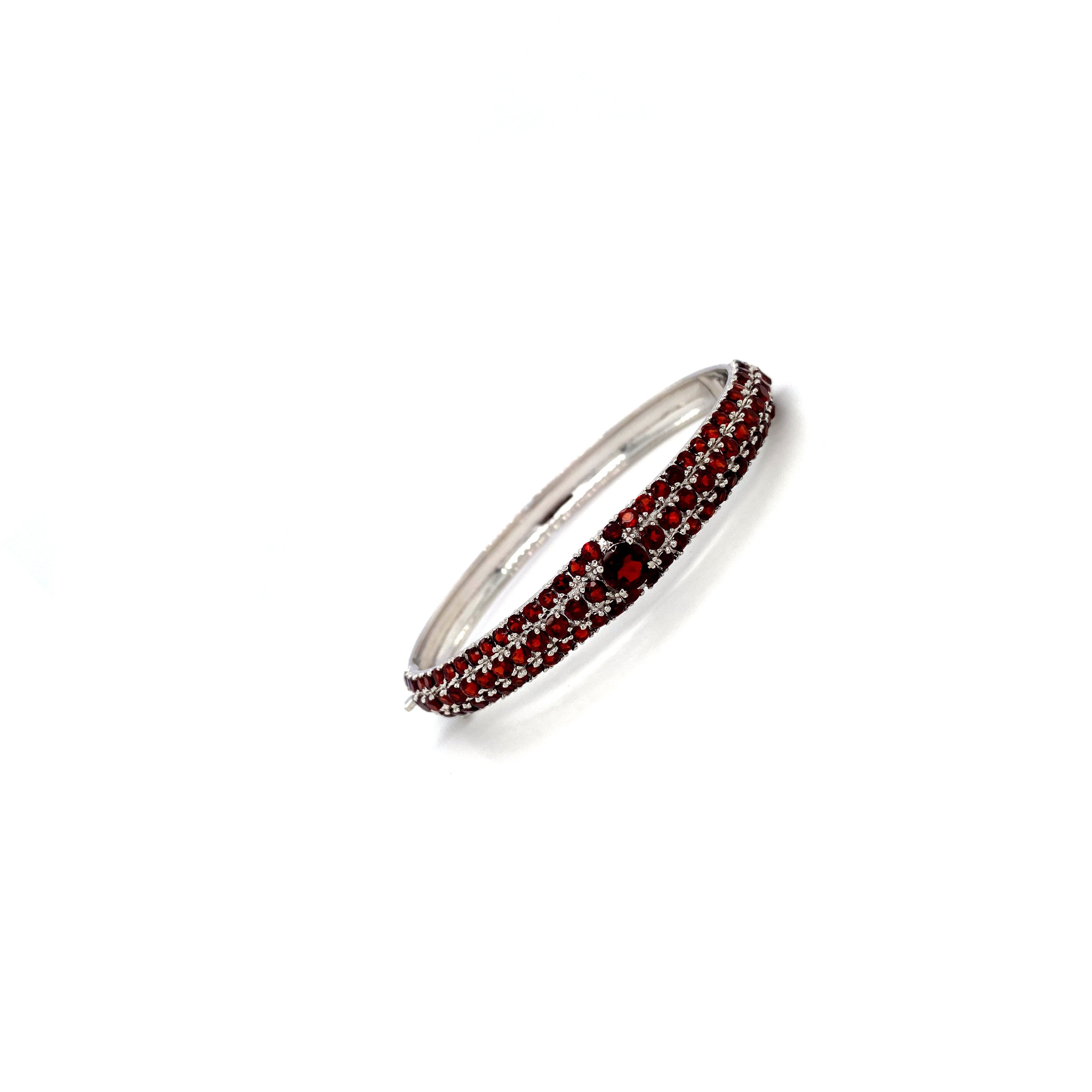 Garnet Bangle in .925 Sterling Silver - KSD 48608