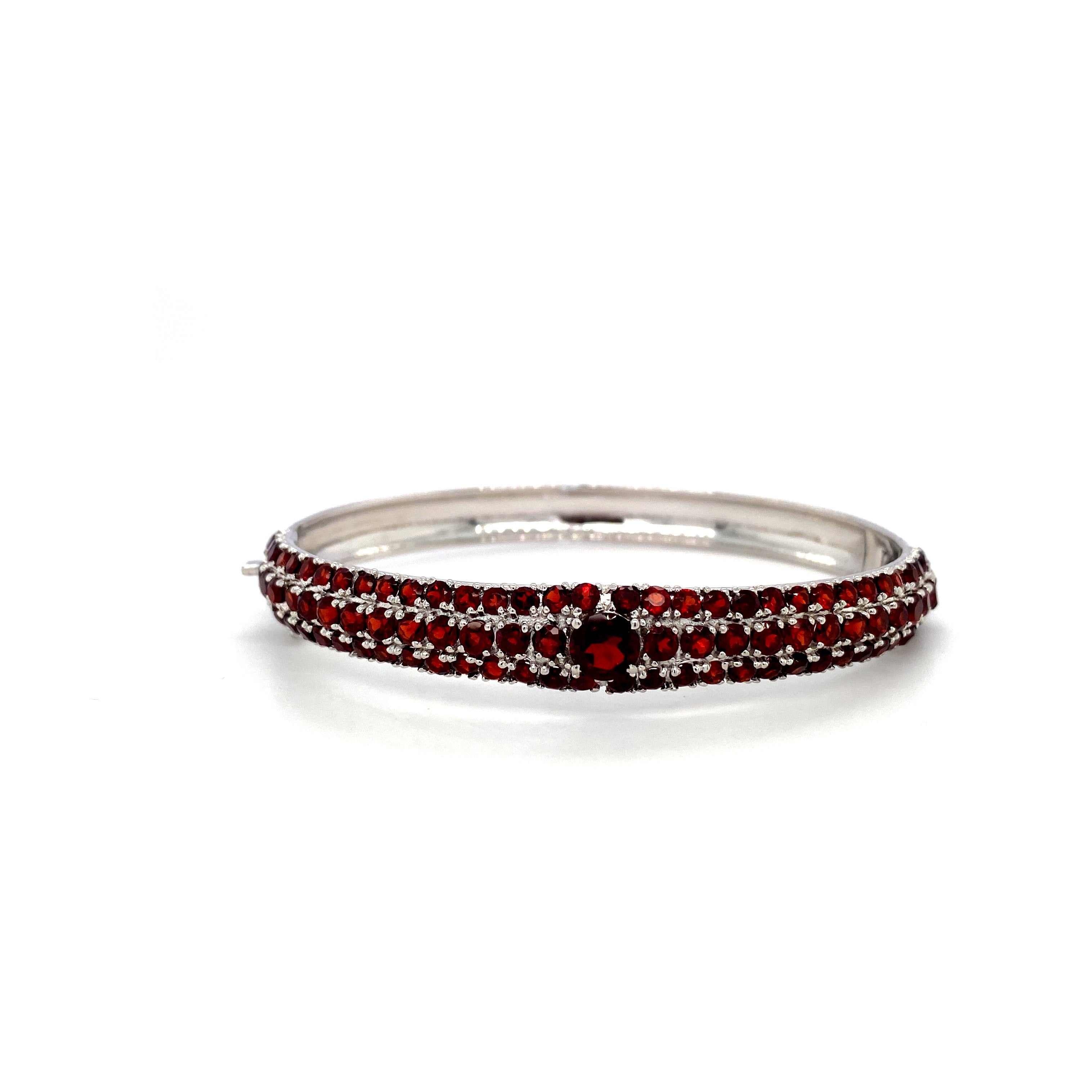 Garnet Bangle in .925 Sterling Silver - KSD 48608