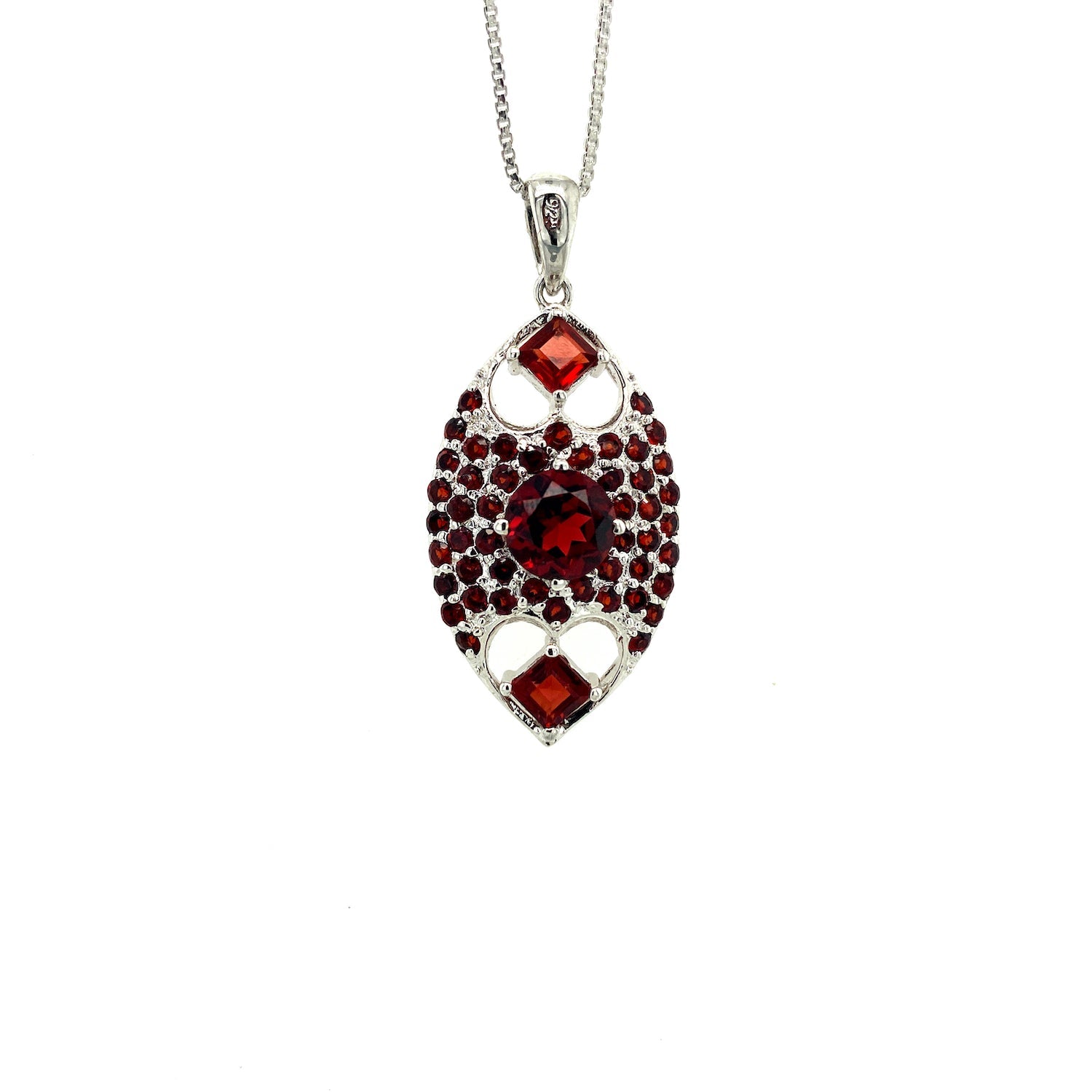 Garnet Pendant in .925 Sterling Silver - KSP 3148