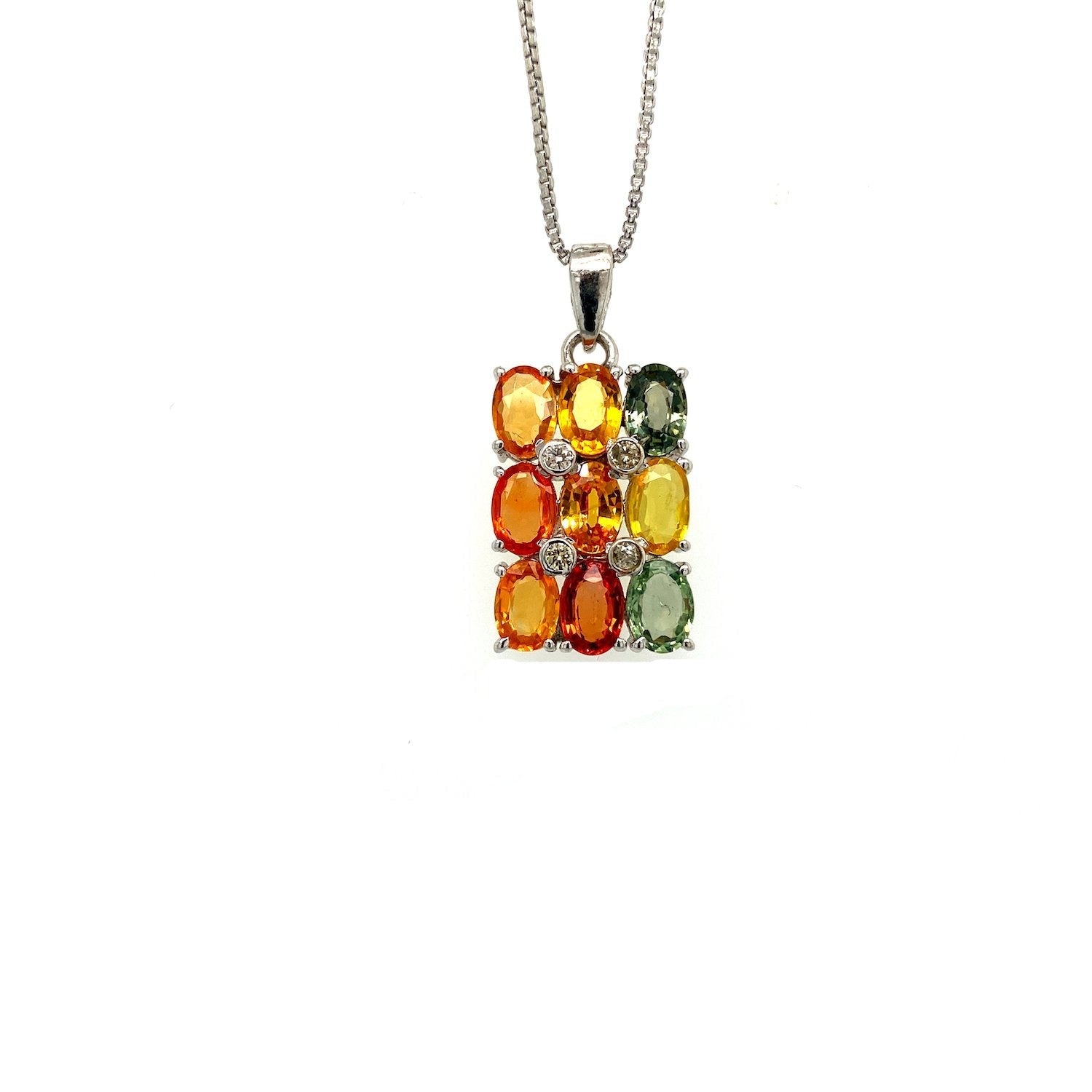 Multi Sapphire Pendant in .925 Sterling Silver - KSP 31705