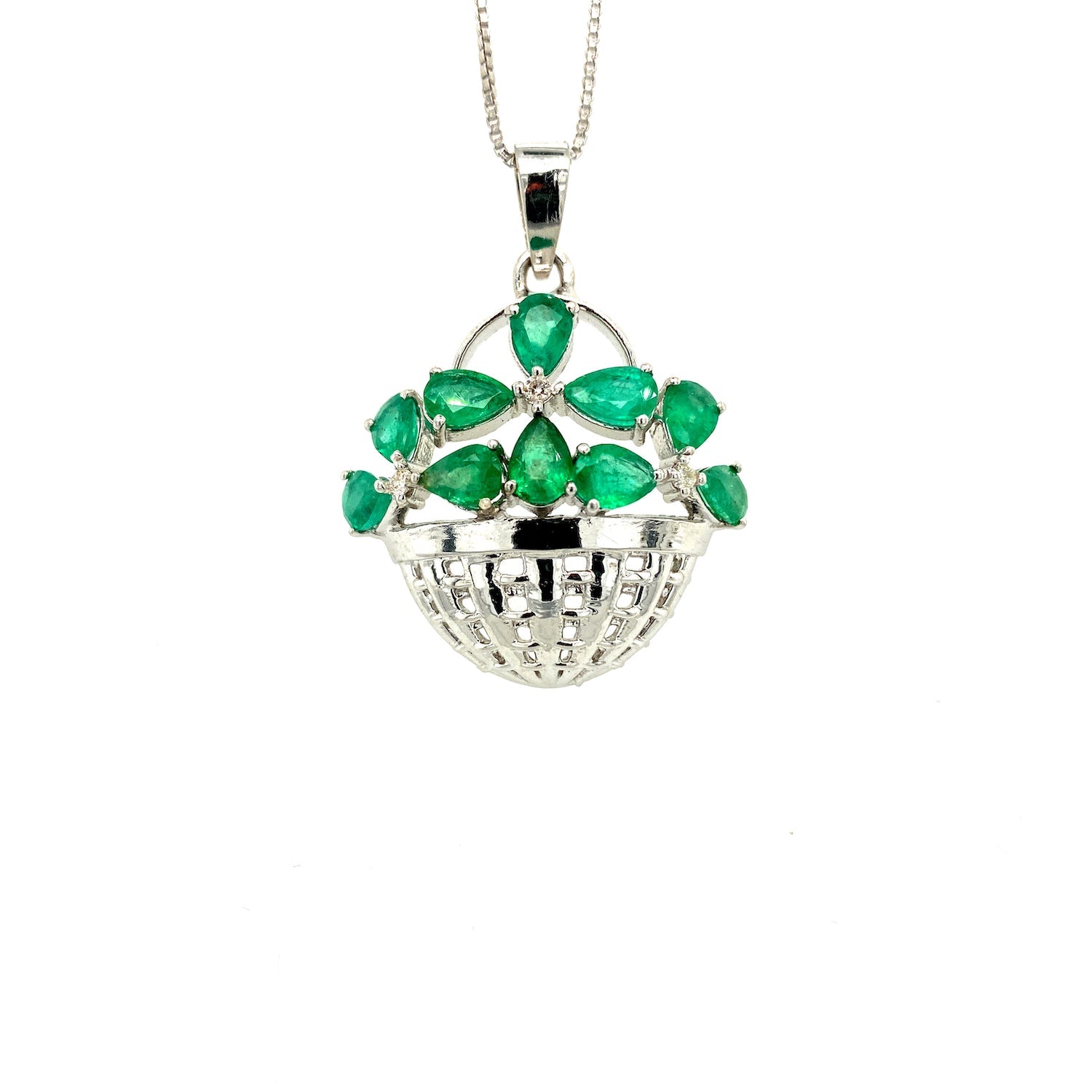 Emerald Pendant  in .925 Sterling Silver - KSP 38823