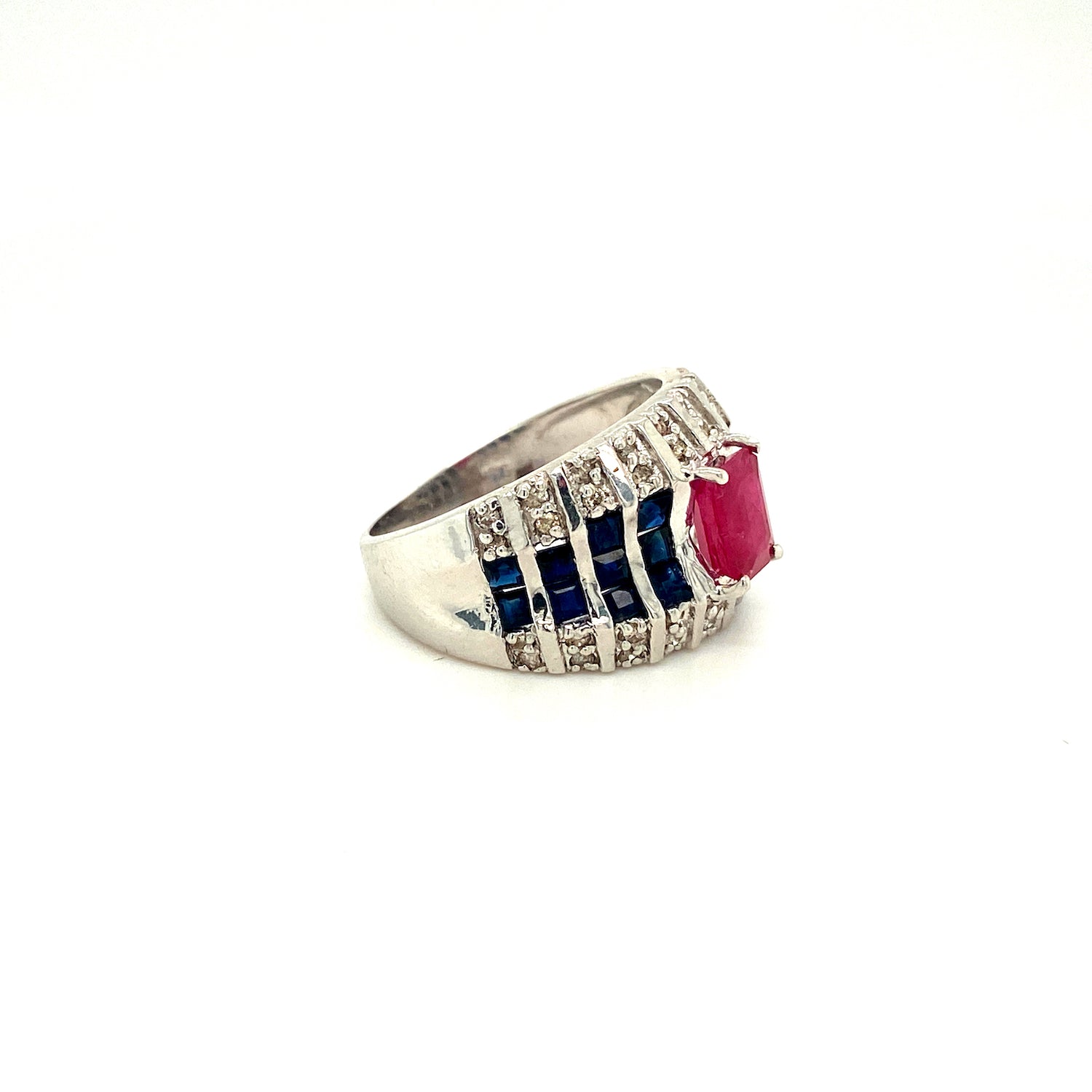Multi Colour Stones Ring in .925 Sterling Silver - KSR 10809
