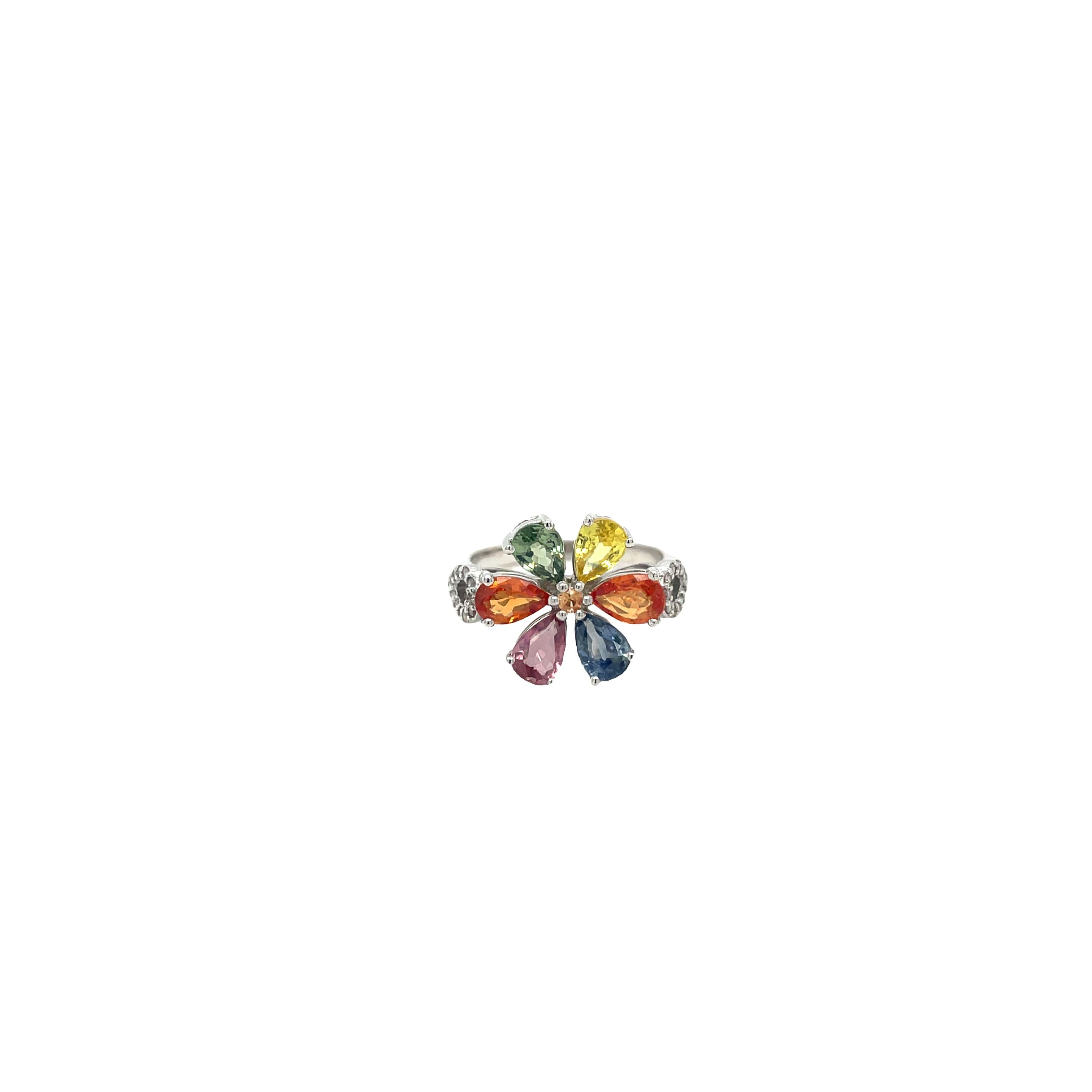 Multi Sapphire Ring In .925 Sterling Silver - KSR 14317