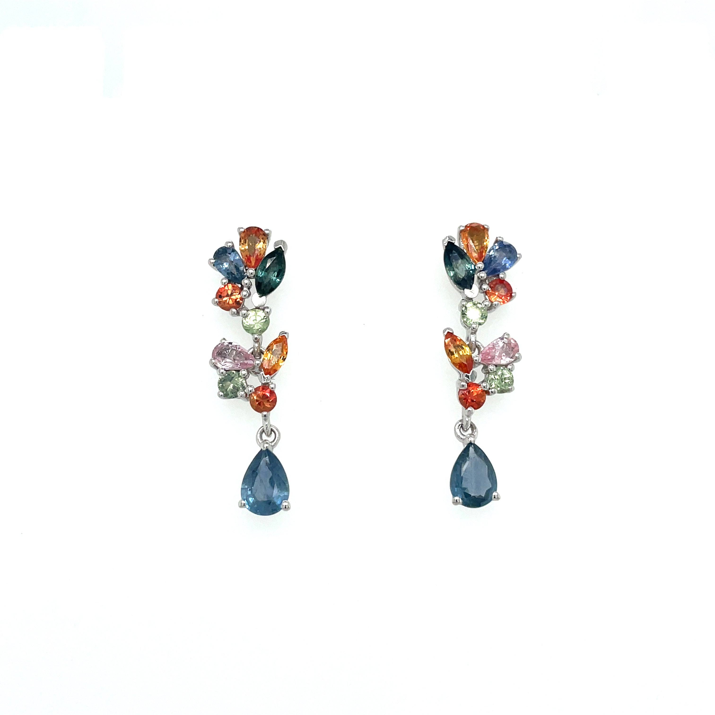 Multi Sapphire Earring in .925 Sterling Silver - KST 59282