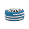 .925 Sterling Silver Turquoise Enamel 5/8 Cttw Round Diamond Wide Band Statement Ring (F-G Color, VS1-VS2 Clarity)