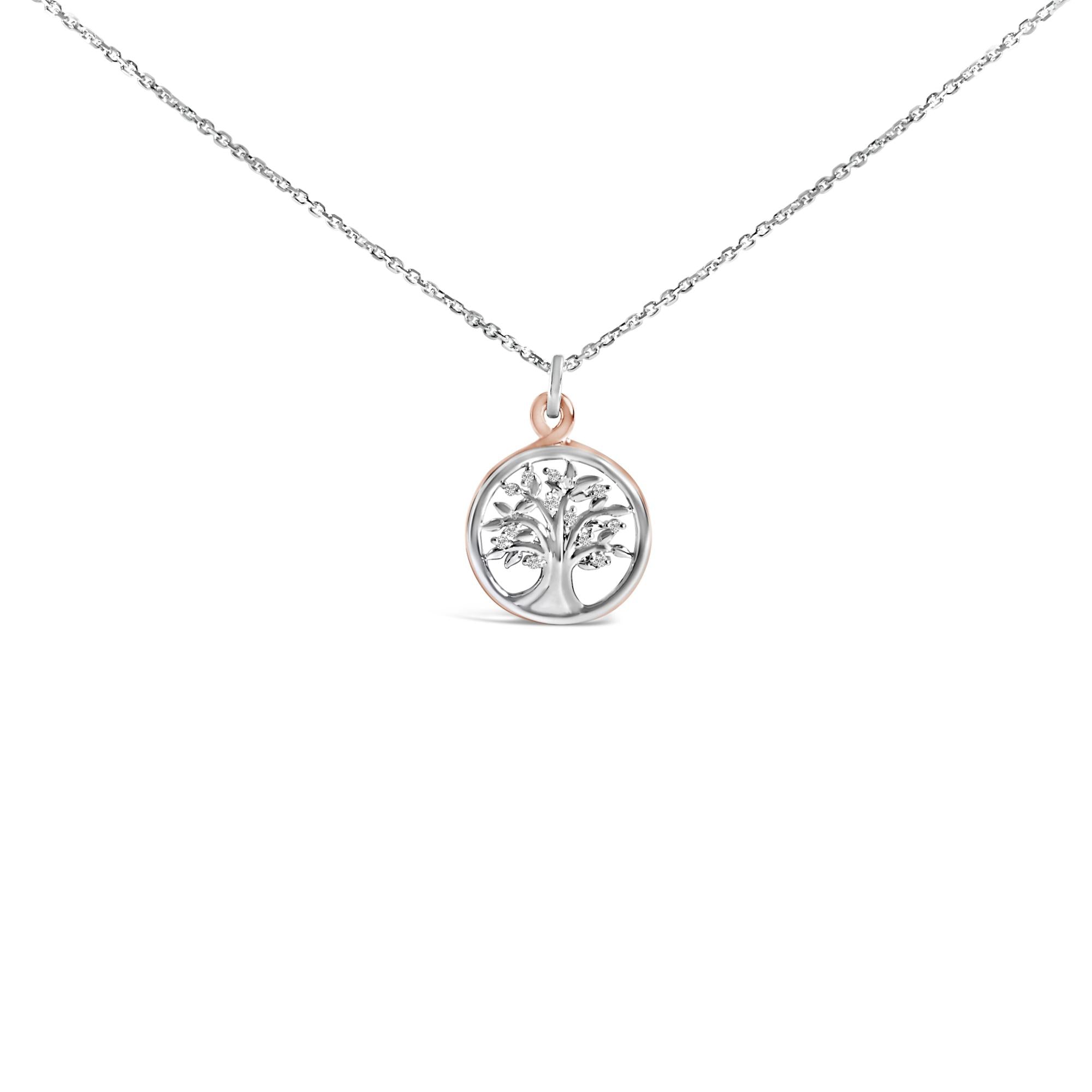 14K Rose Gold Plated Sterling Silver Diamond Accent Tree of Life Pendant Necklace-0