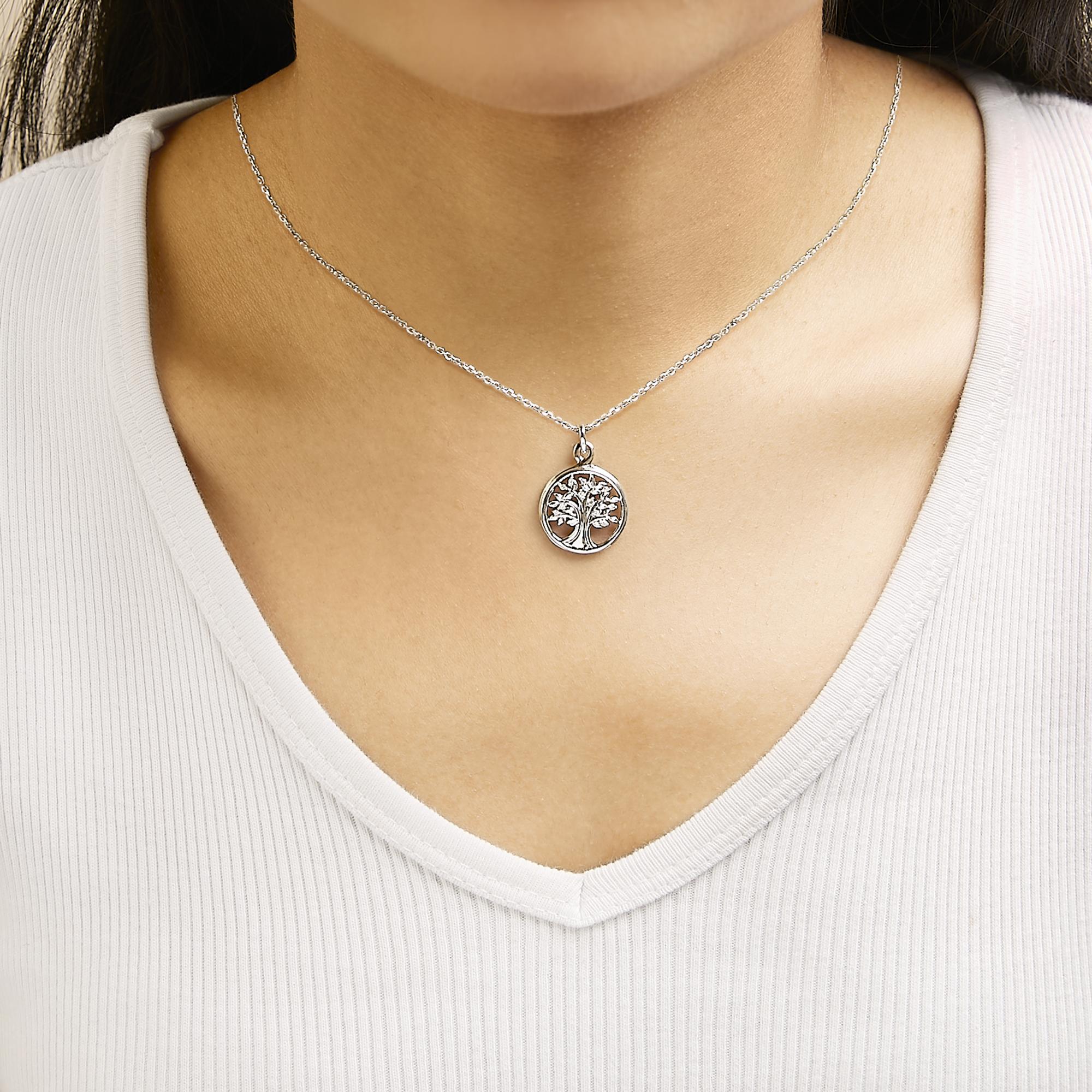 14K Rose Gold Plated Sterling Silver Diamond Accent Tree of Life Pendant Necklace-2
