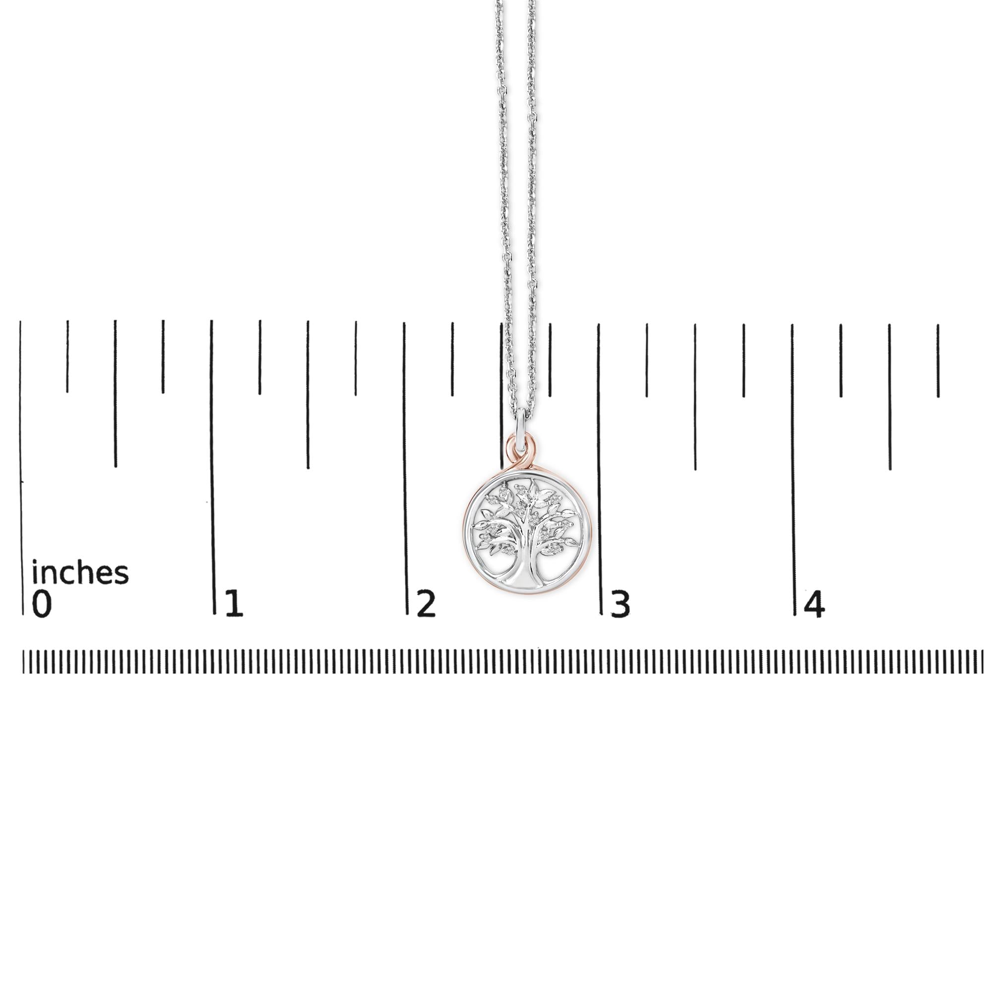 14K Rose Gold Plated Sterling Silver Diamond Accent Tree of Life Pendant Necklace-4