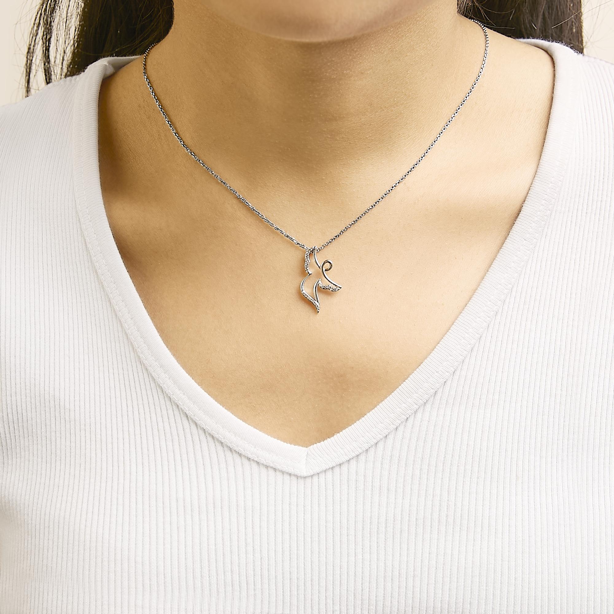 14K Rose Gold Plated Sterling Silver 1/10 Cttw Diamond Angel Pendant Necklace-2