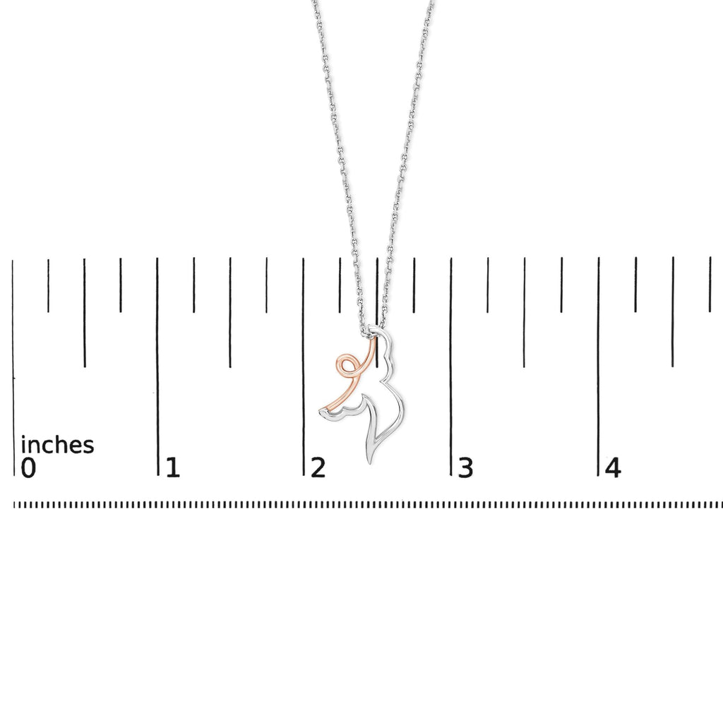14K Rose Gold Plated Sterling Silver 1/10 Cttw Diamond Angel Pendant Necklace-4