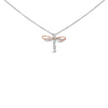 14K Rose Gold Plated Sterling Silver 1/10 Cttw Diamond Dragonfly Pendant Necklace-0