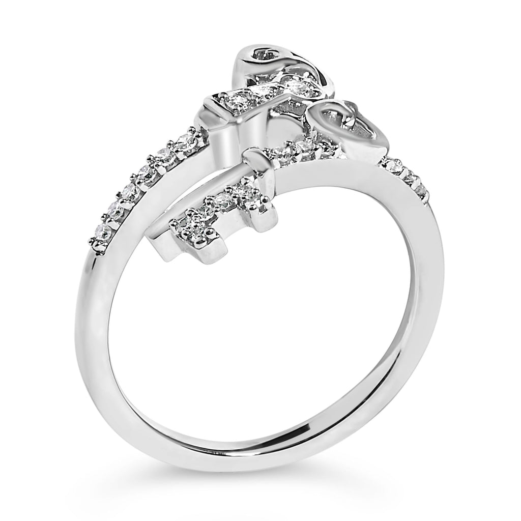 Sterling Silver 1/6 Cttw Key and Keyhole Diamond Ring