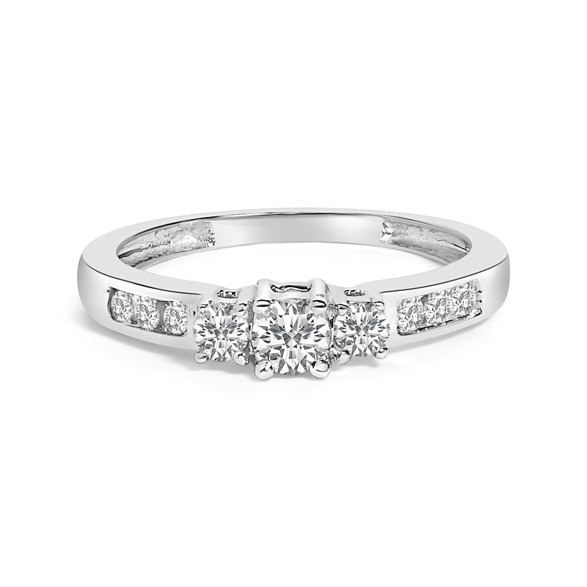 10K Gold 1/2 Cttw Diamond Three Stone Ring
