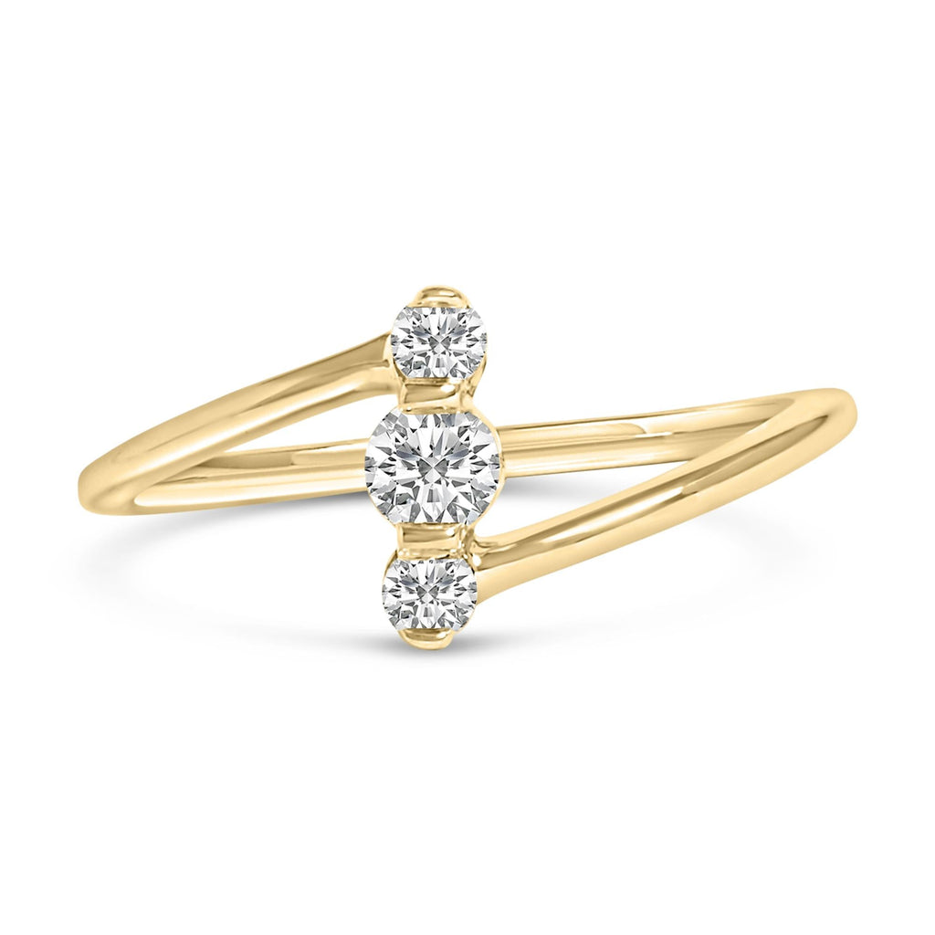 10K Gold Lab-Grown Diamond Three Stone Ring – Vertical Set in White Gold