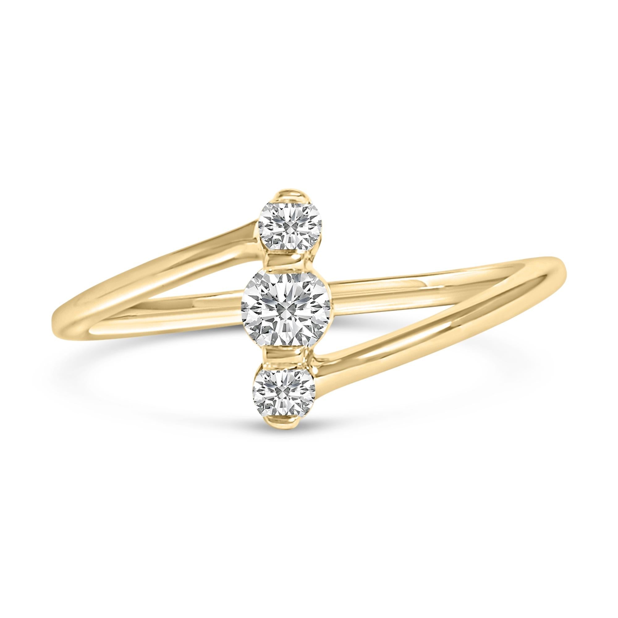 10K Gold Lab-Grown Diamond Three Stone Ring – Vertical Set in White Gold