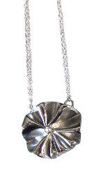 Ruffle Pendant: Single Diamond in 18K Gold Dot Set in Sterling Silver-5