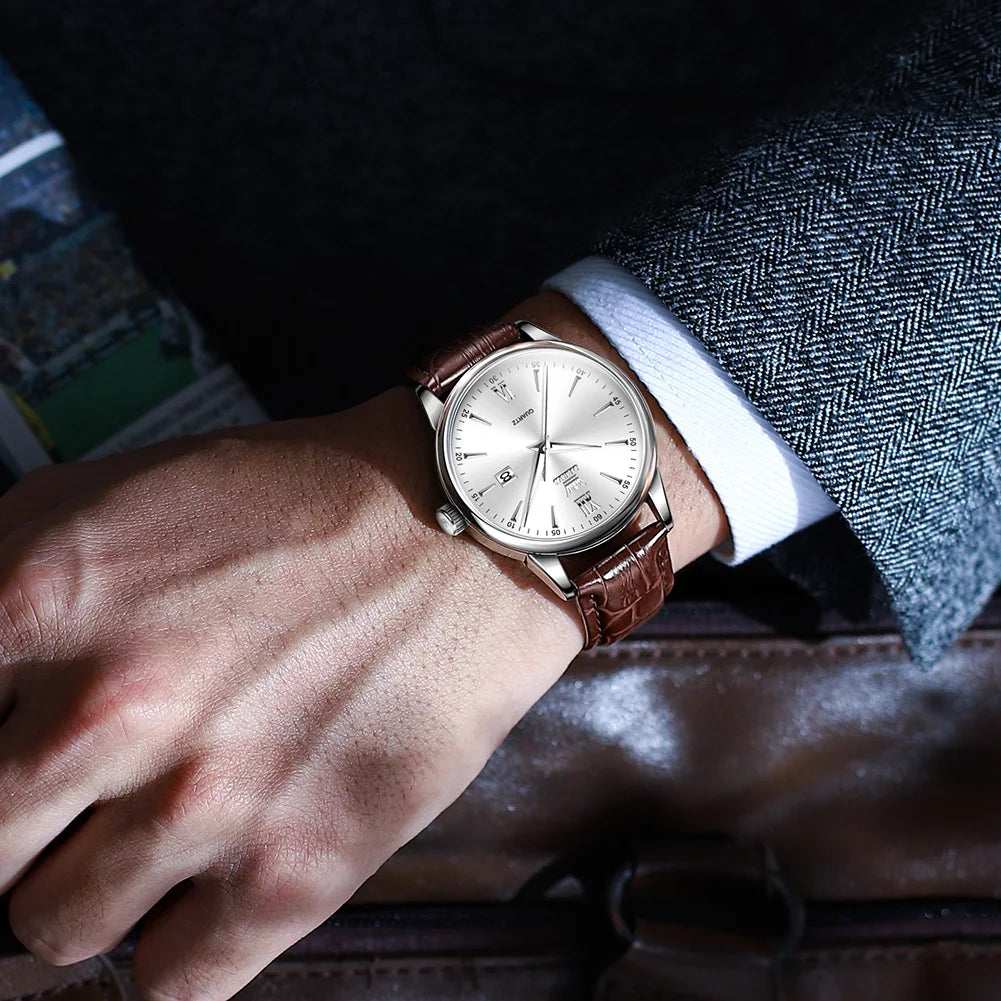 Classic Luxury Men's Leather Quartz Watch
