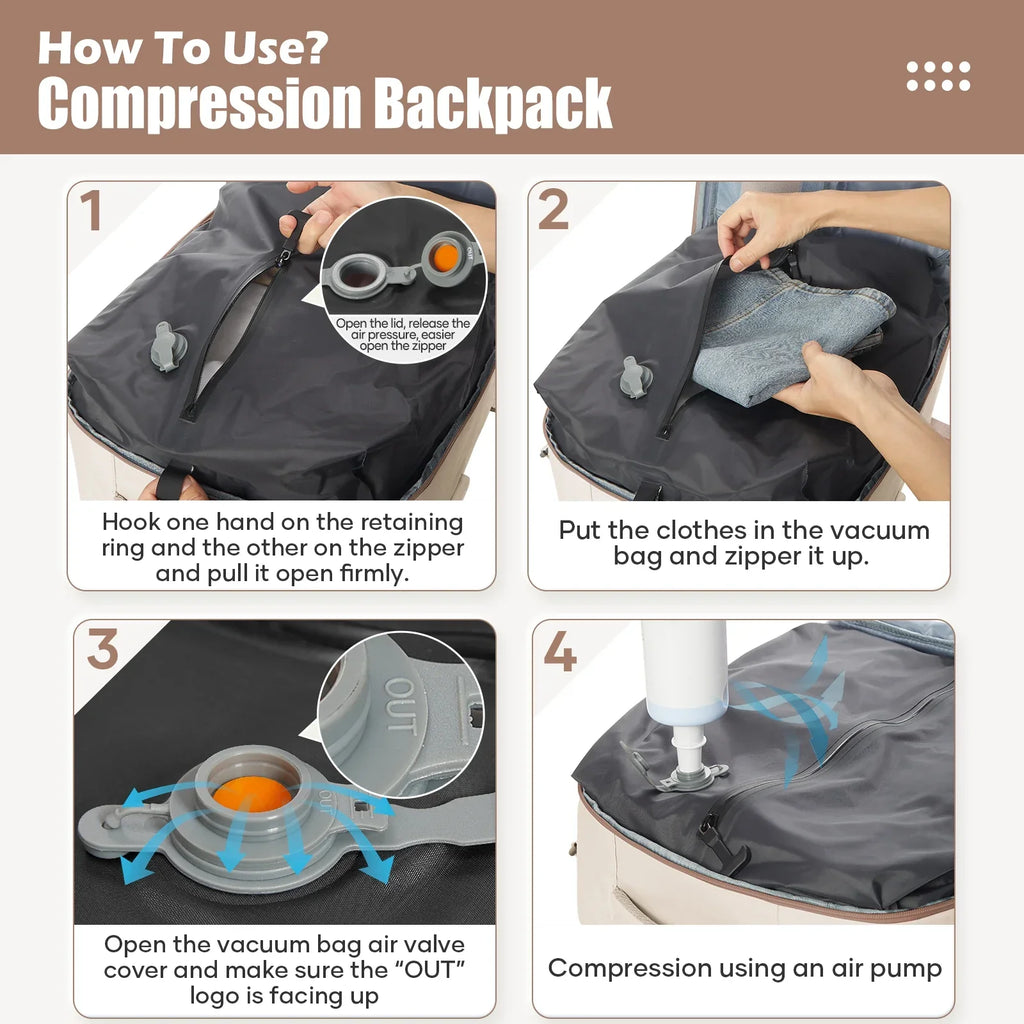 Vacuum Compression Travel Backpack