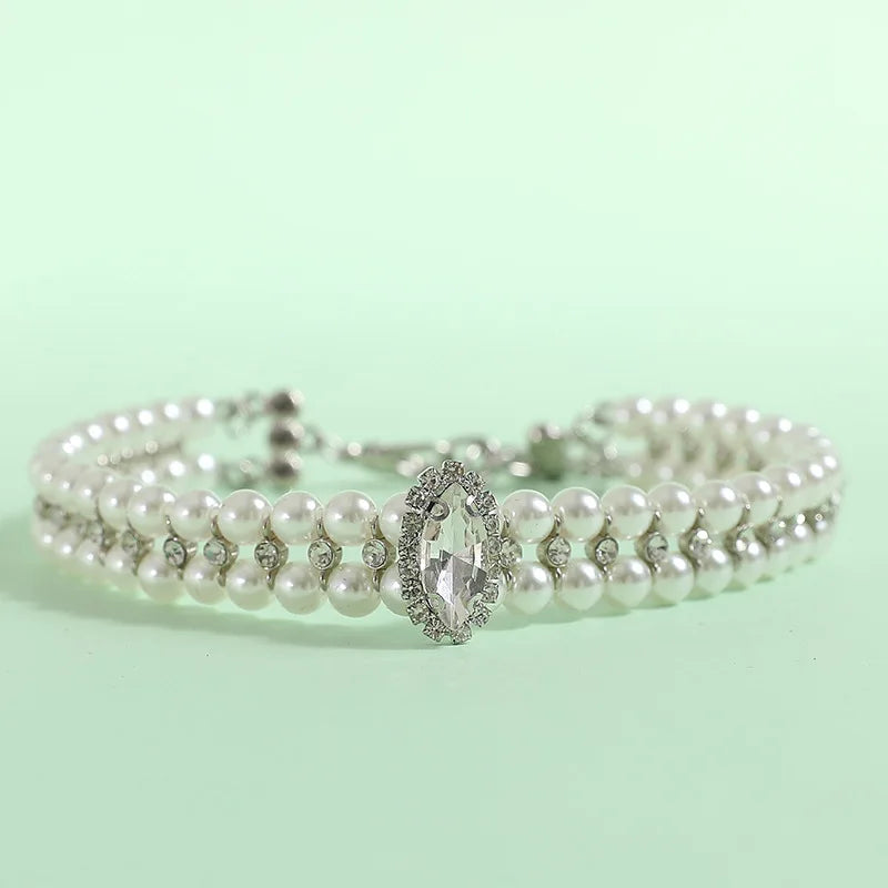 Luxury Cat Puppy Pearl Necklace Rhinestone Collar for Cats Small Dogs Ragdoll Cat Sphynx Necklaces Pet Accessories collier chat-1