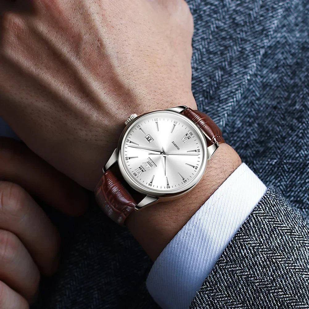 Classic Luxury Men's Leather Quartz Watch