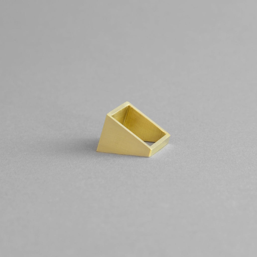 PYRAMID BRASS RING | Geometric Adjustable Design