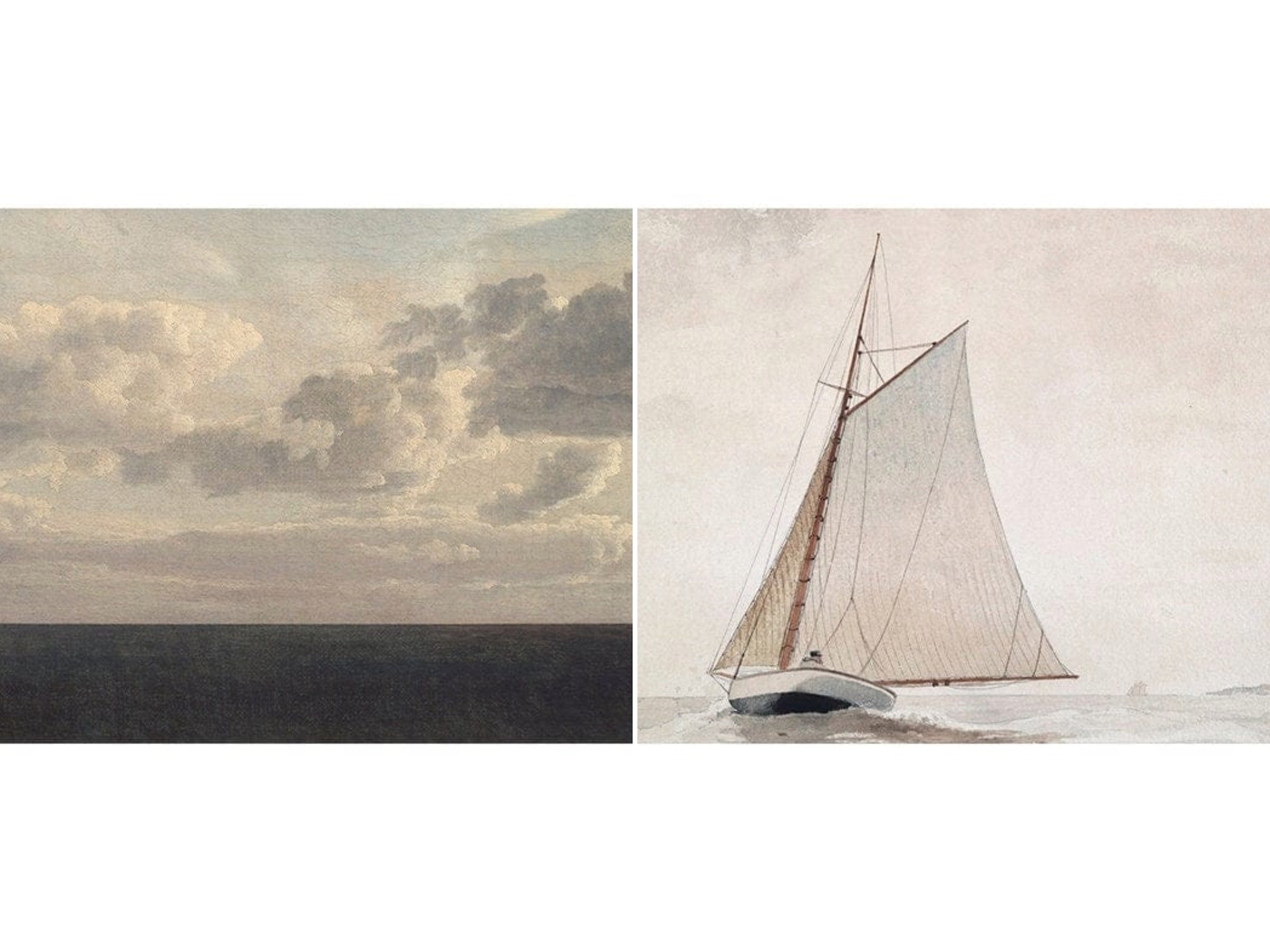 Poster Vintage Galerie Wand Kunst Segelschiff und Horizont als Deko Print ohne Rahmen-0