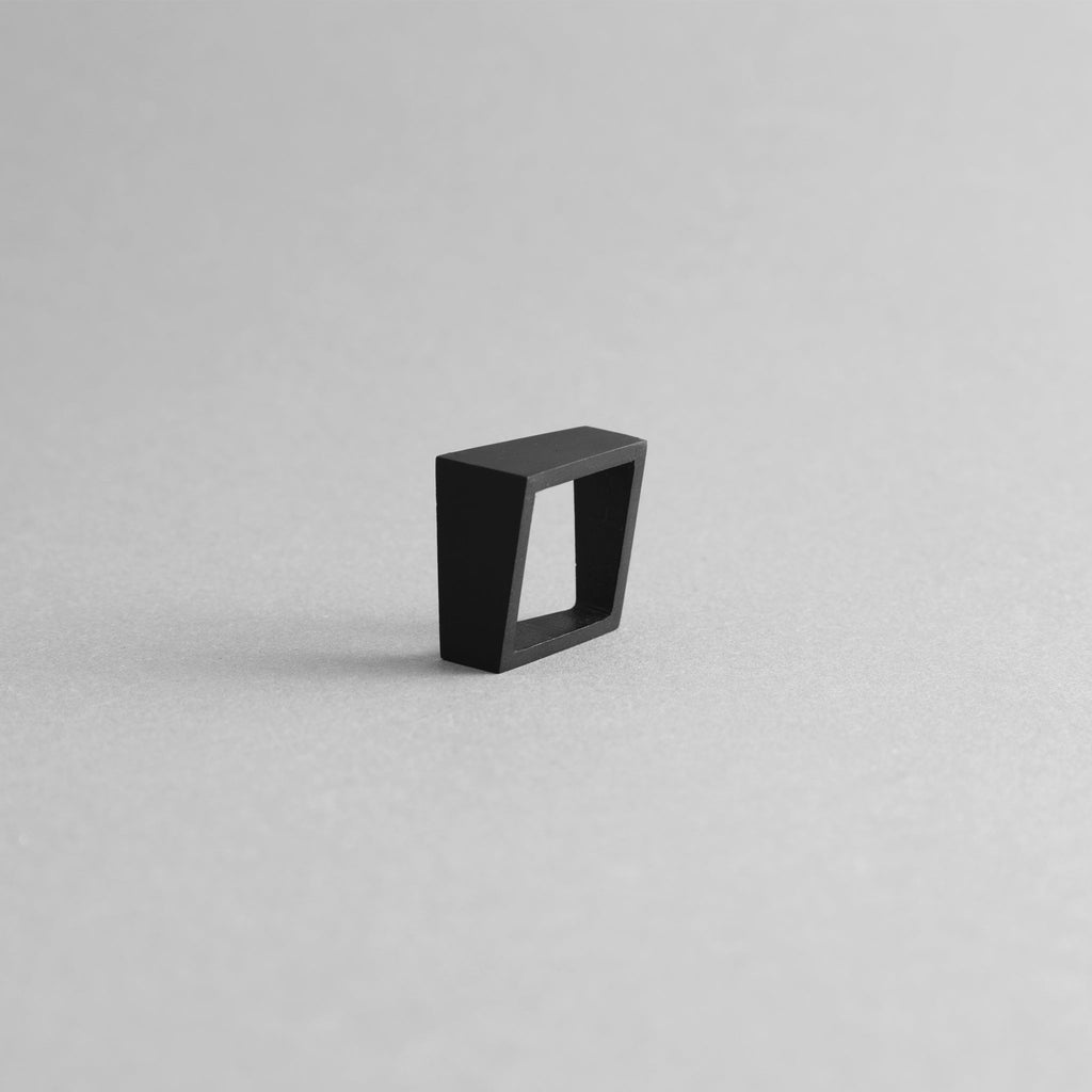 MK3 ASYMMETRIC RING in BLACK + ALUMINUM SQUARE RING | Geometric Set of 2