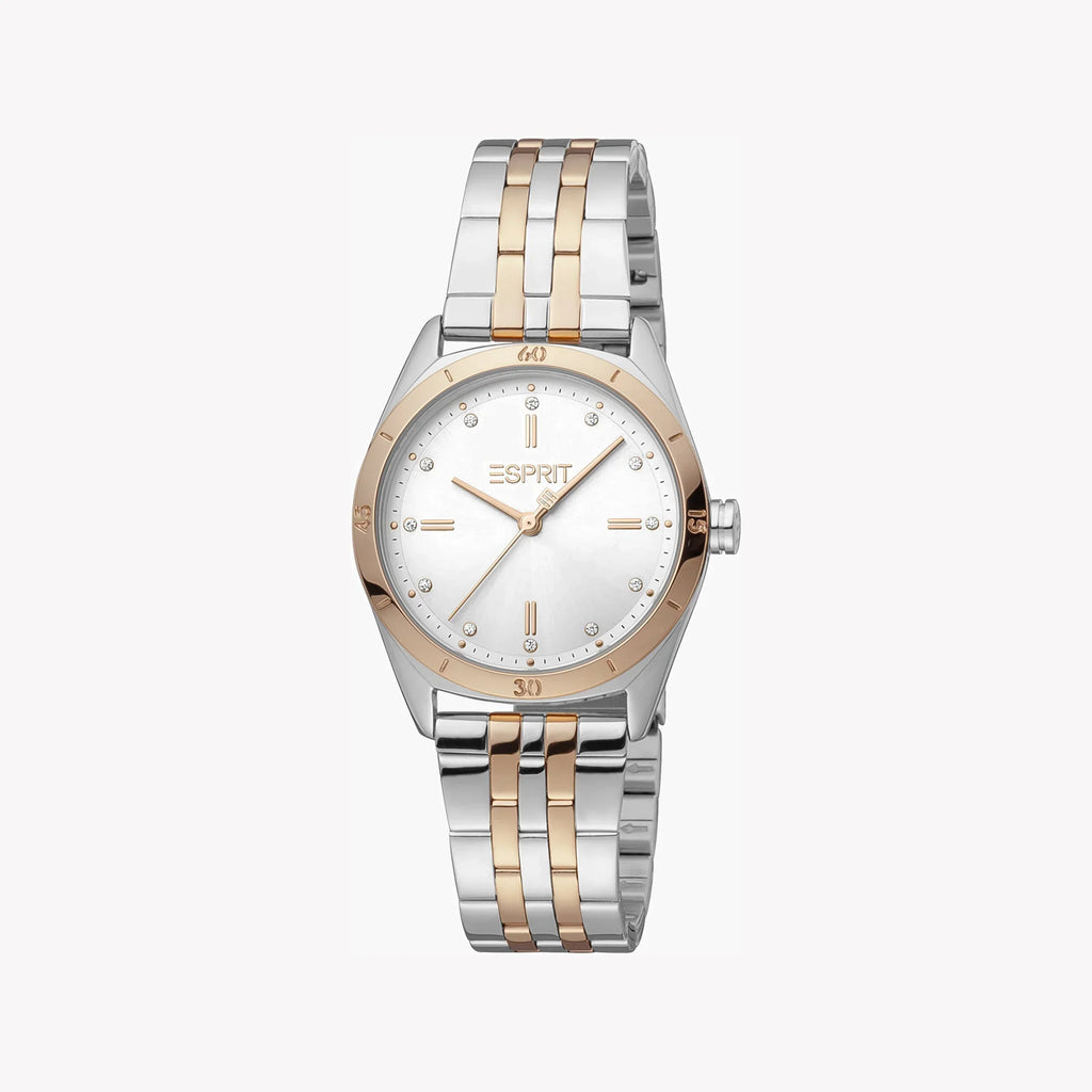 Esprit Women's Silver & Rose Gold Watch, Silver Dial | Es1l085m0065