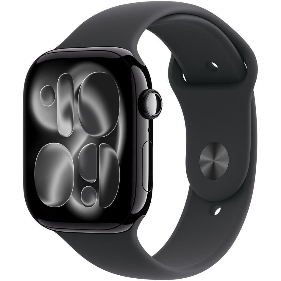 Apple Watch Series 11 GPS 46 mm космос черно алуминиев корпус черна спортна каишка (meuw4mp/a)-0