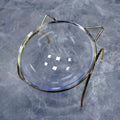 Sparkling Glass Cat Bowl With Elevated Metal Rack - Stylish And Functional Pet Feeder