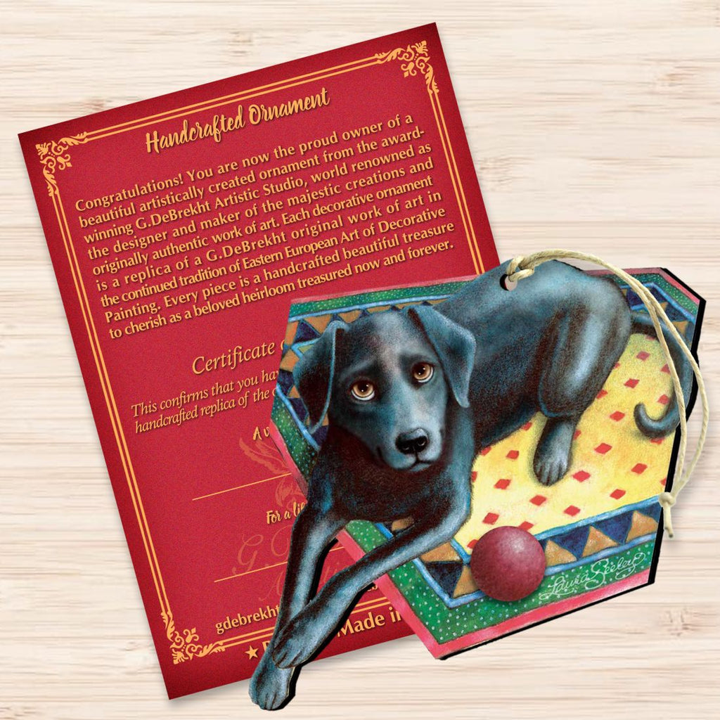 Ready When You Are Black Dog Wooden Ornaments by Laura Seeley - Pets Dog and Cats Decor - 8511017-LS