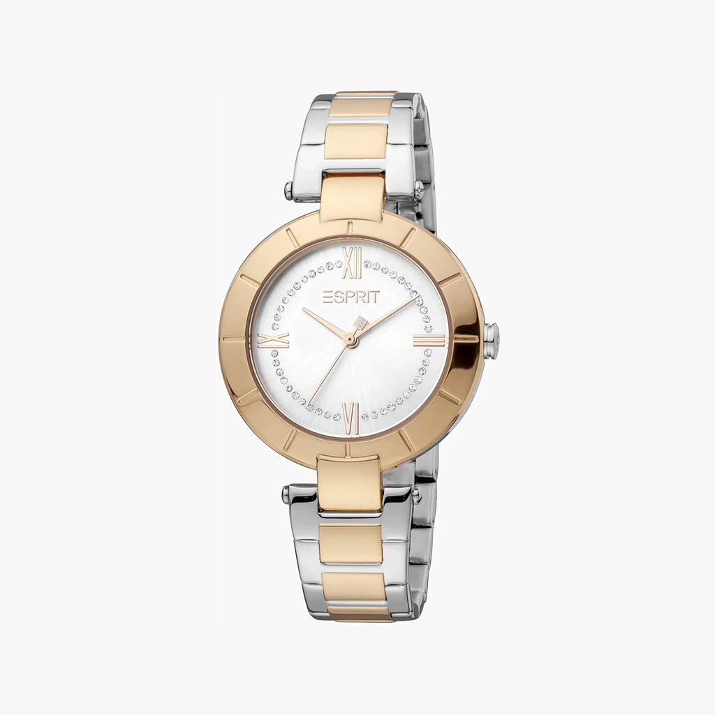 Esprit Women's Silver & Rose Gold Watch, Silver Dial | Es1l081m0015