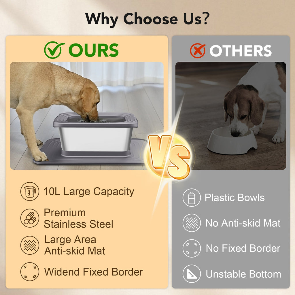Dog Stainless Steel Water Bowl with Mat-1