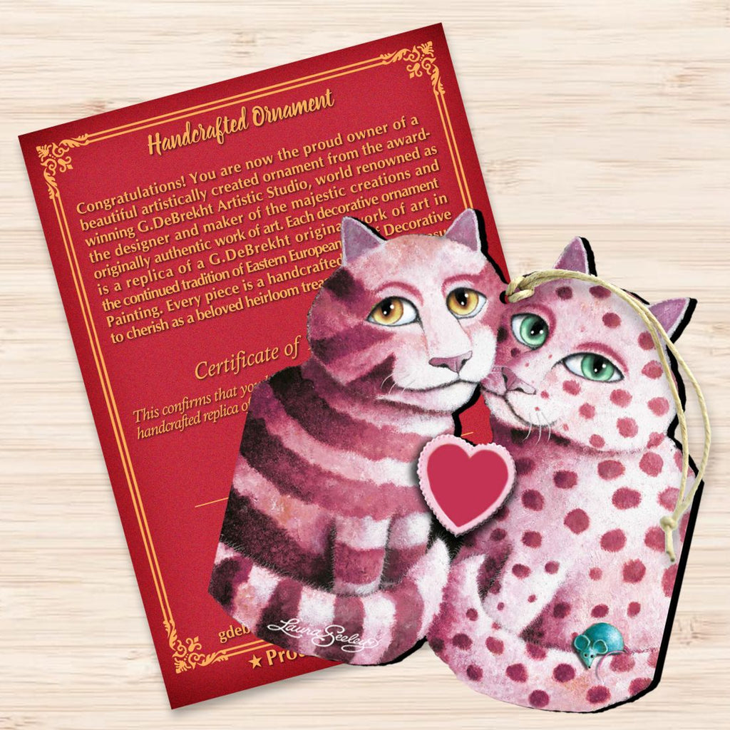 First Date Cat Wooden Ornaments by Laura Seeley - Pets Dog and Cats Decor - 8512060-LS