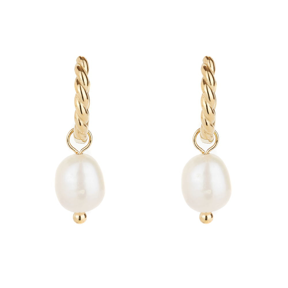 Gold Rope and Pearl Hoops