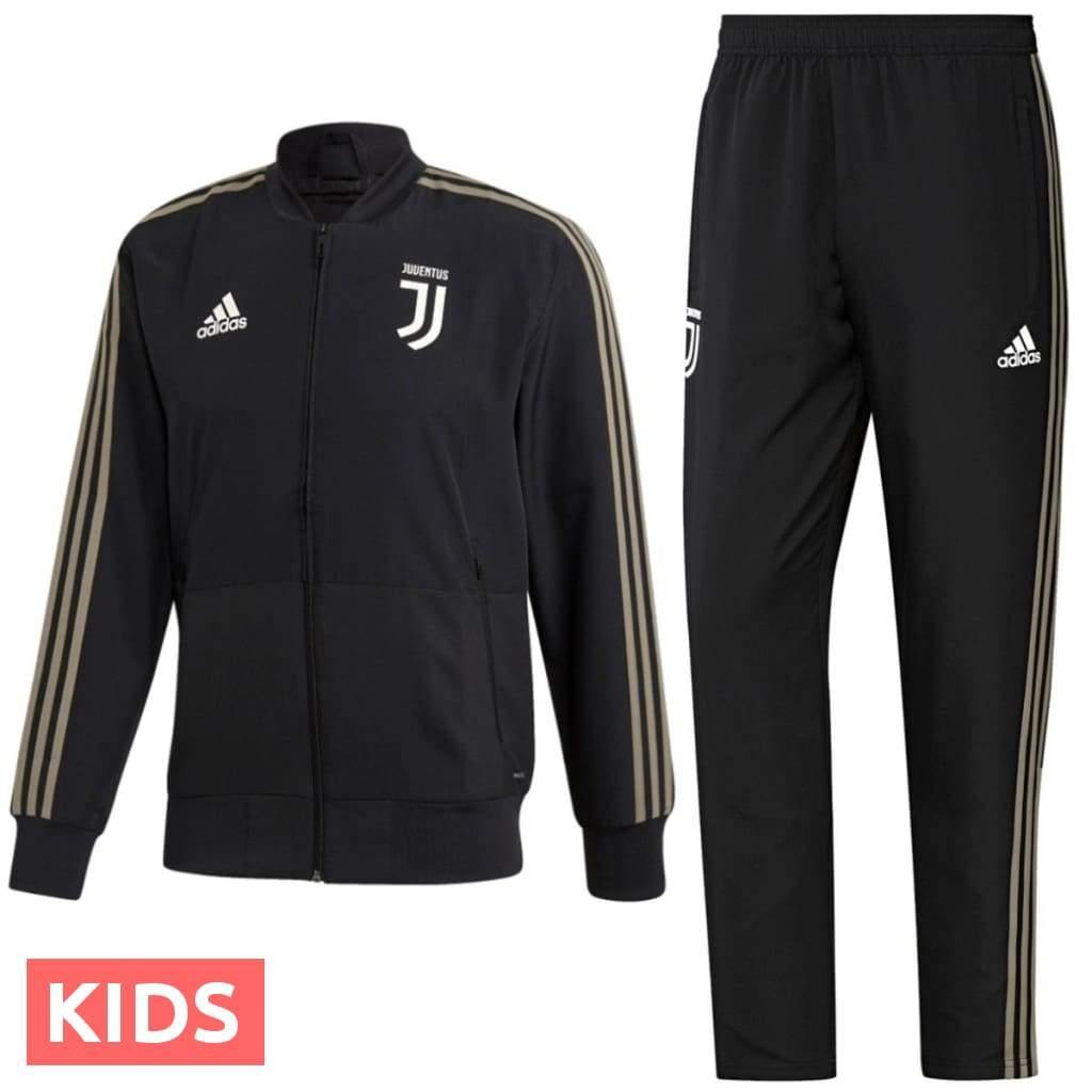 Kids - Juventus black Presentation Soccer Tracksuit 2018/19 - Adidas
